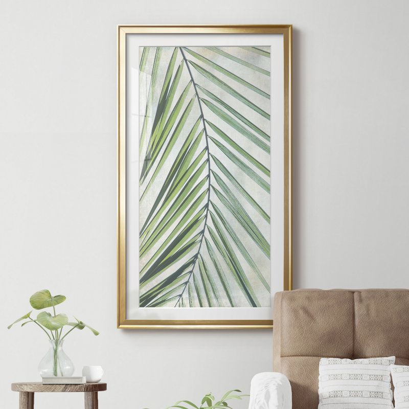 Palm Escape I - Reproduction d'art graphique sur papier encadré, H 22,5 po x l 42,5 po x P 1,5 po, Papier doré