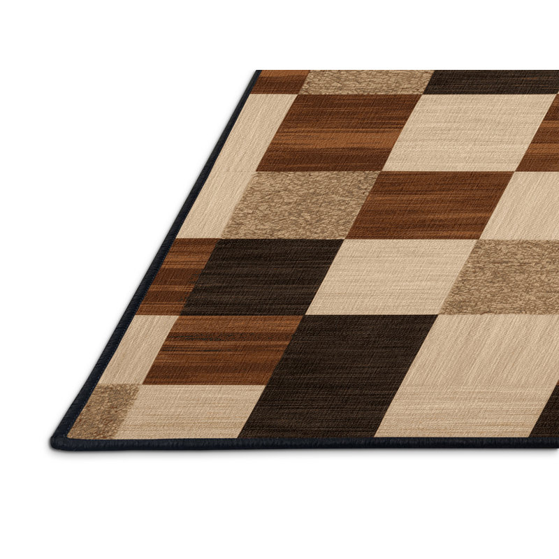 Machine Washable Botanical Brown Area Rug, Round 3'