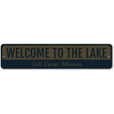 Vintage Lake Welcome Metal Sign