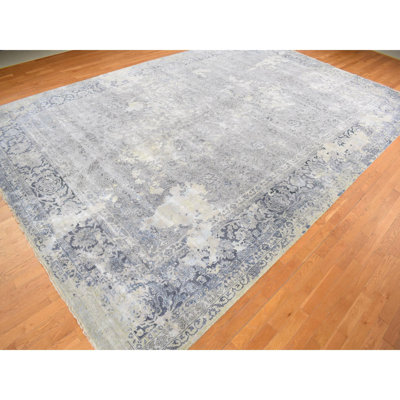 12'x18' Gray Zoroastrian Design Wool with Silk Hand Knotted Oversized Rug 444C713D88B14B2F9981697A72B06FAD
