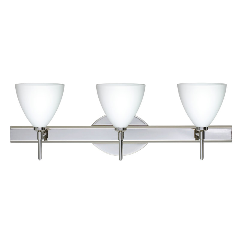 Éclairage pour meuble-lavabo 3 lumières Mia, Nickel satiné, Opale matte, Incandescent