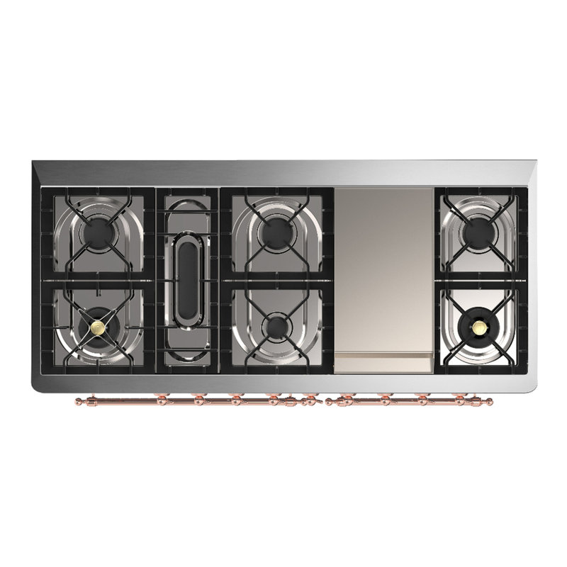 Majestic III Series 60 Inch Dual Fuel Range with 7 Sealed Burners, Griddle, in Blue Grey (Liquid Propane, Burnished Trim)