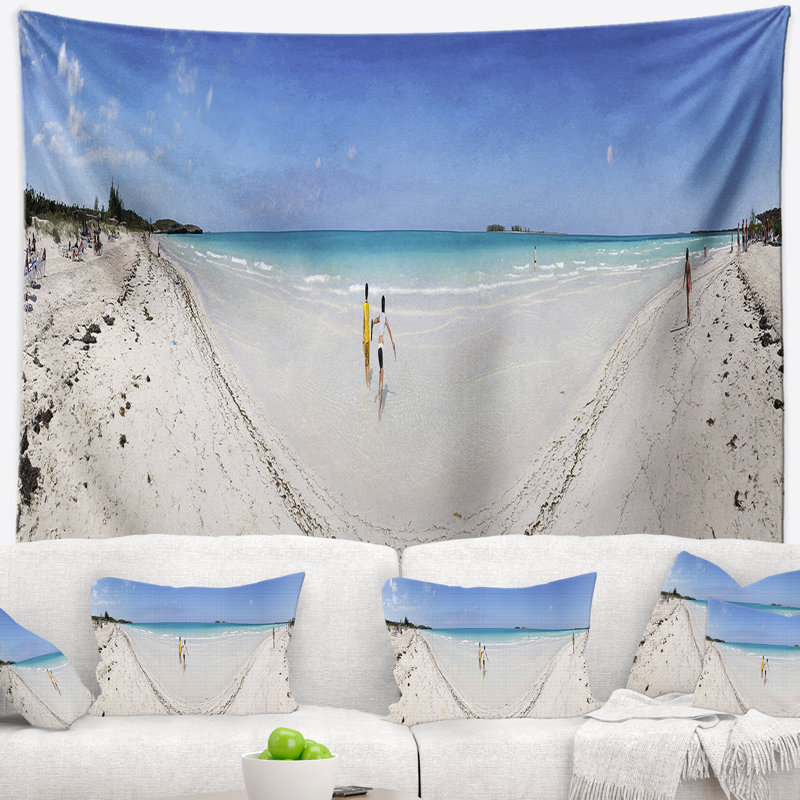 Tapisserie paysage marin avec plage tropicale Cayo Coco, H 32 po x l 39 po