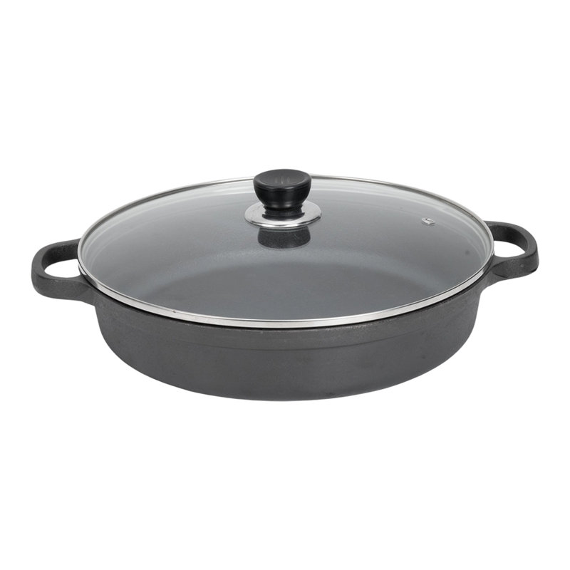Living And Home Cast Iron Round Braiser with Lid, 2.4L, 25cm