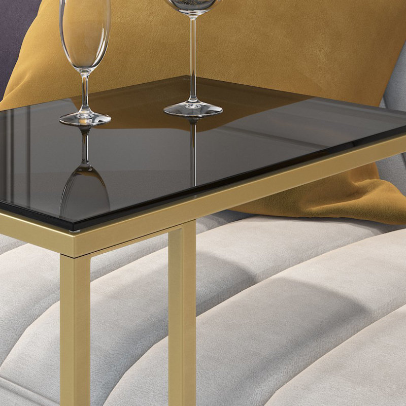 Azbane Glass Top Frame End Table