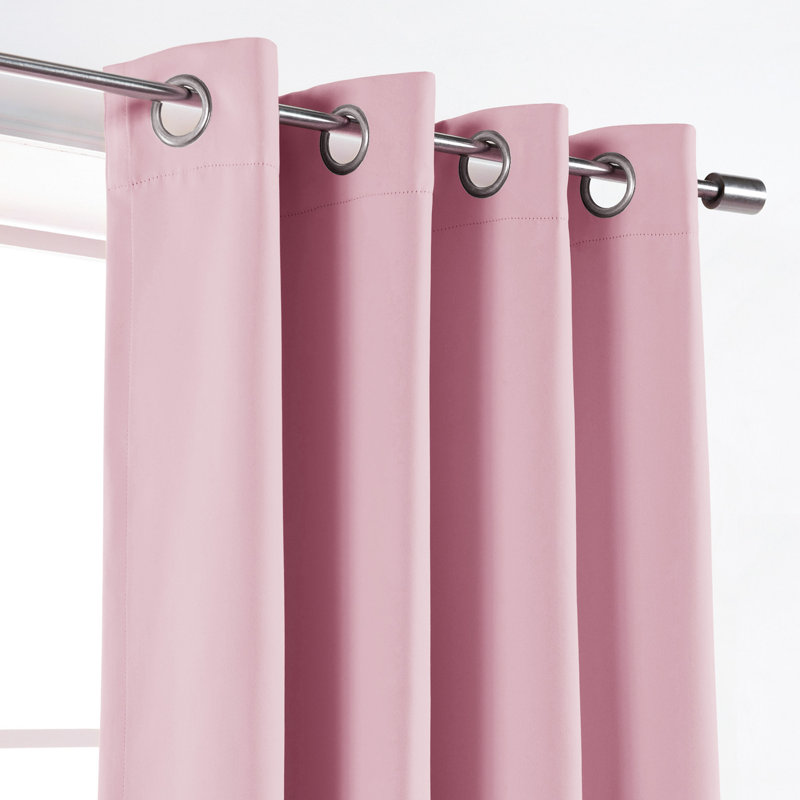 Schaeffer Solid Blackout Thermal Grommet Curtain Panels, Light Pink, 52" W x 96" L