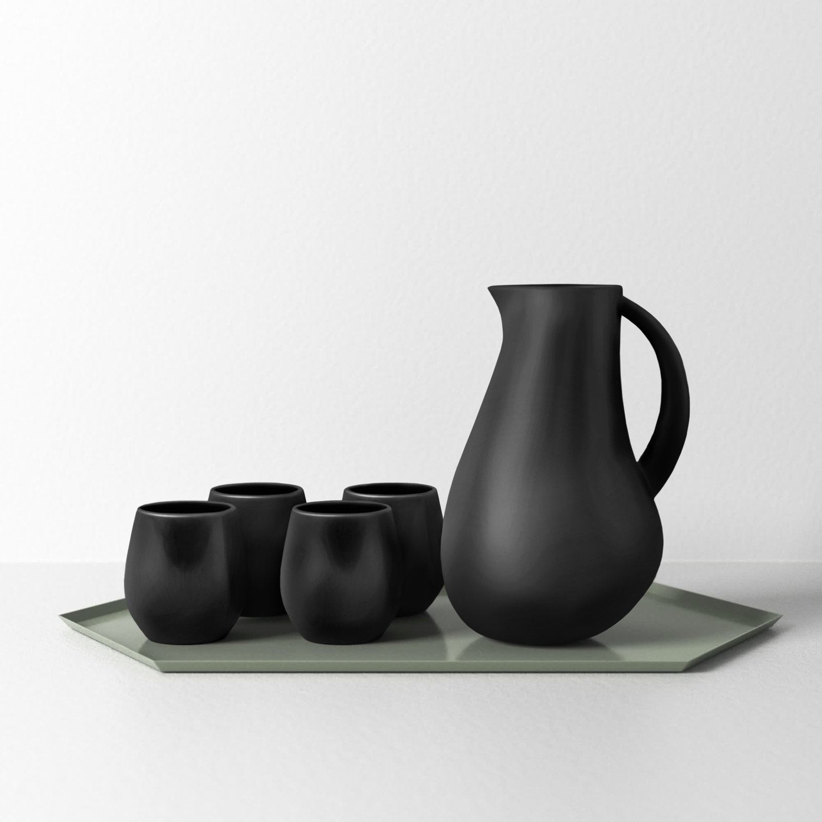 Borgen 5-Piece Goblet and Pitcher Set, Onyx