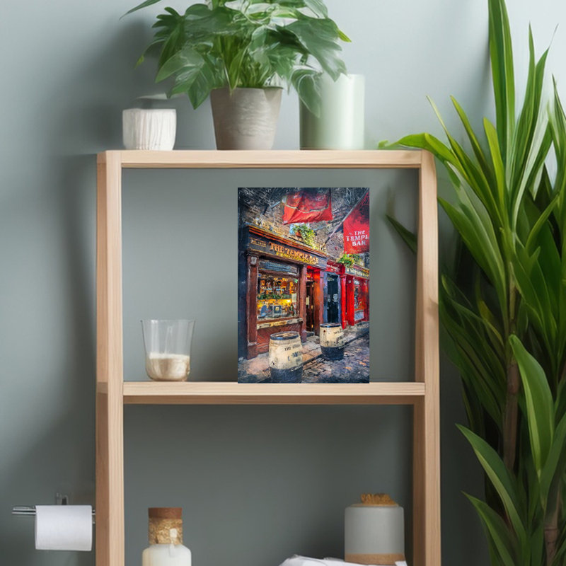 Temple Bar, Dublin, nuit, architecture contemporaine, art mural urbain, 18" H x 12" W