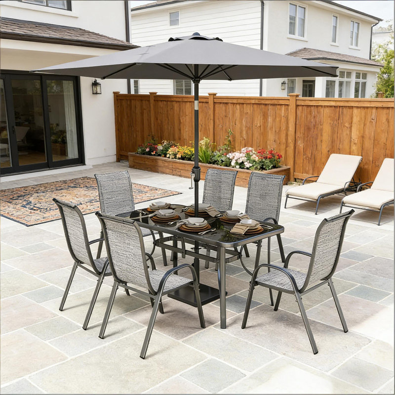 Conversation Set,8 Pieces Patio Furniture Set, Black/Grey