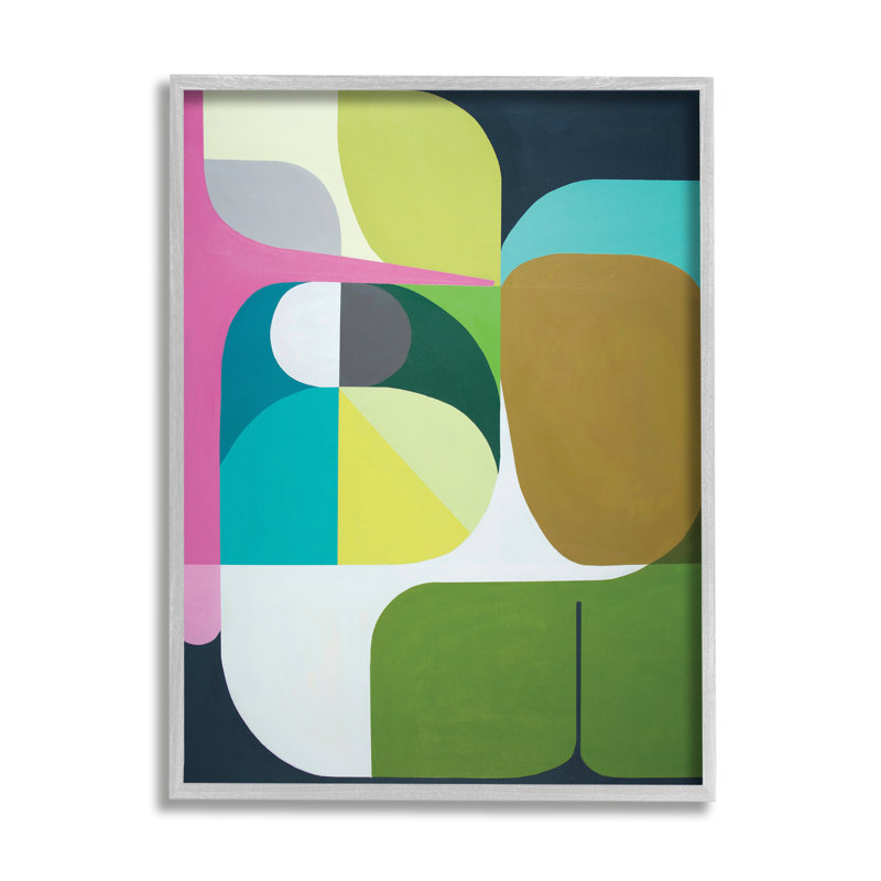 «Abstract Curved Shapes Green Pink Brown» par Marion Griese - impression, H 14 po x l 11 po, Estampe numérique Farmhouse