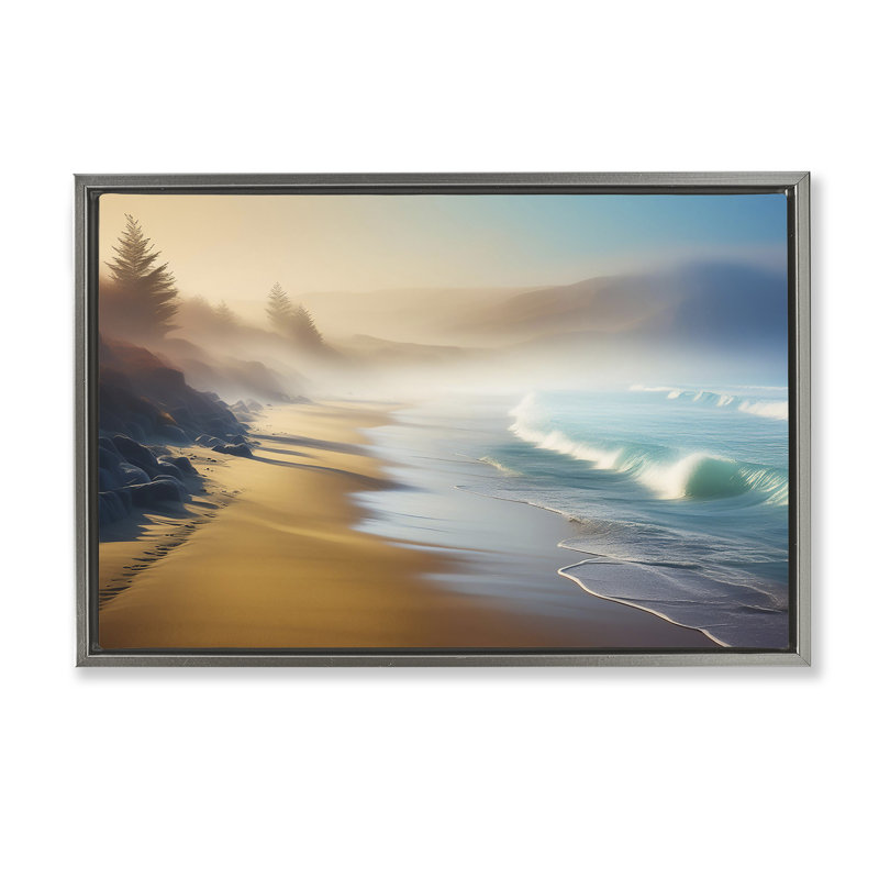  Toile flottante encadrée «Smooth Beach Tide» par Noah Bay, H 17 po x l 25 po, Cadre flottant gris lustré