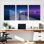 «Night Sky Dock Scene», ensemble de 3 reproductions d'art sur toile tendues sur toile