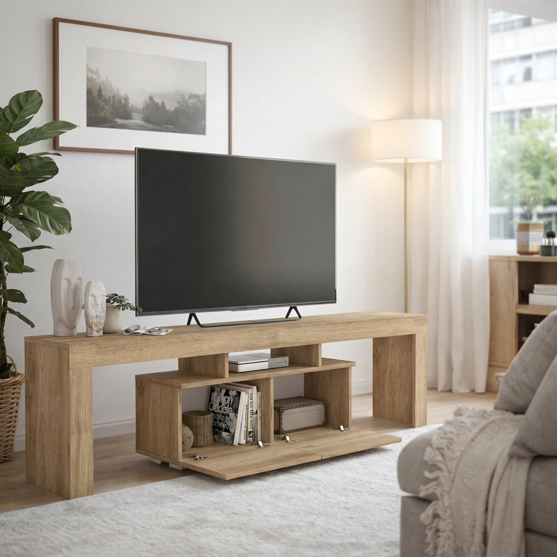 Bronny 2-Door Shelved TV Unit – Elegant & Functional Entertainment Center, Atlantic Pine