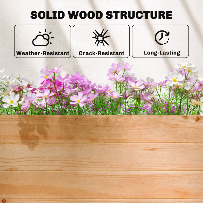 Wood Raised Garden Bed, 113.5cm H x 200cm W x 44cm D