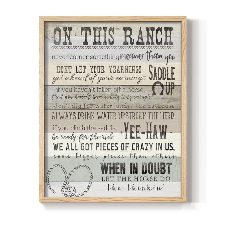 «On This Ranch», reproduction encadrée - bois massif, Naturel, H 21 po x l 17 po