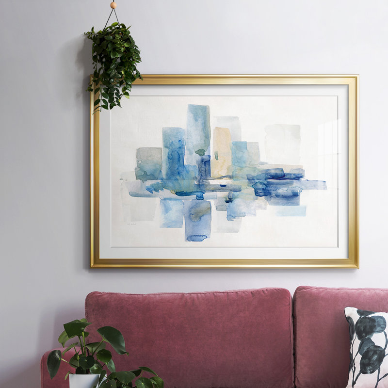 «Soft Skyline» avec cadre en I et cadre biseauté mat et verre, Or, H 19 po x l 27 po x P 1,5 po