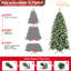 Arbre artificiel de 6 pi avec 380 lumières à DEL blanc chaud, 1264 pointes, verdure givrée, baies rouges et pommes de pin naturelles, véritable décoration d'intérieur de Noël, arbre de base en métal, branche festive
