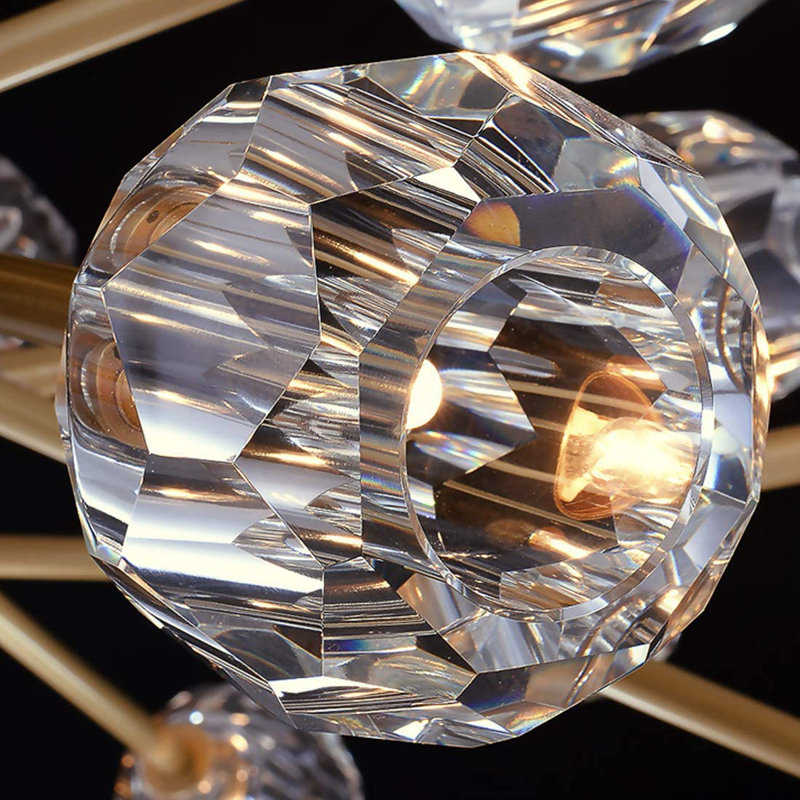 Lustre spoutnik moderne unique à 18 lumières avec ampoules DEL, Laiton