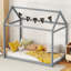 Lit simple en bois, gris