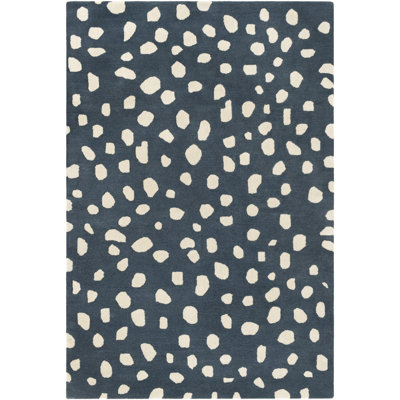 Tapis bleu / blanc en laine Vilma