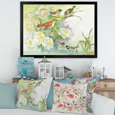 " Flowers And Birds In Rustic Scenery " Painting Print