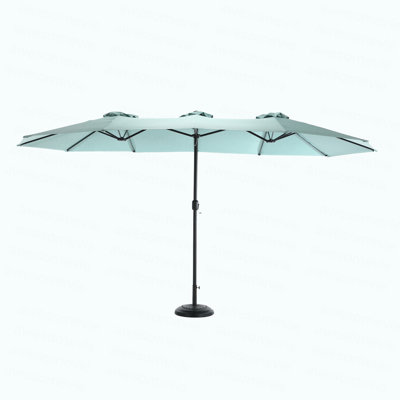 Grand parasol rectangulaire double face 14,8 pi avec manivelle (vert clair) (sans base)