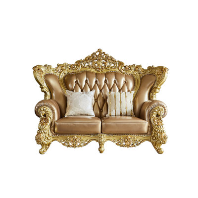 Rhuddlan Genuine Leather Rolled Arm Loveseat