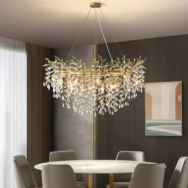 Lustre en cristal 47 po, Doré