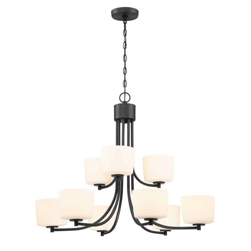 Lustre à niveaux ombrés 9 lumières Rosalin, Bronze vieilli brossé