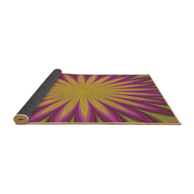 Tapis mauve / olive Power Loom, Rond 7 pi