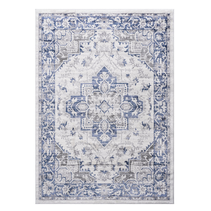 5x7 Area Rug In Blue/grey/ - Non-shedding, Stain-, Great For Bedroom & Home Office Non-shedding Stain , Suitable Living Room