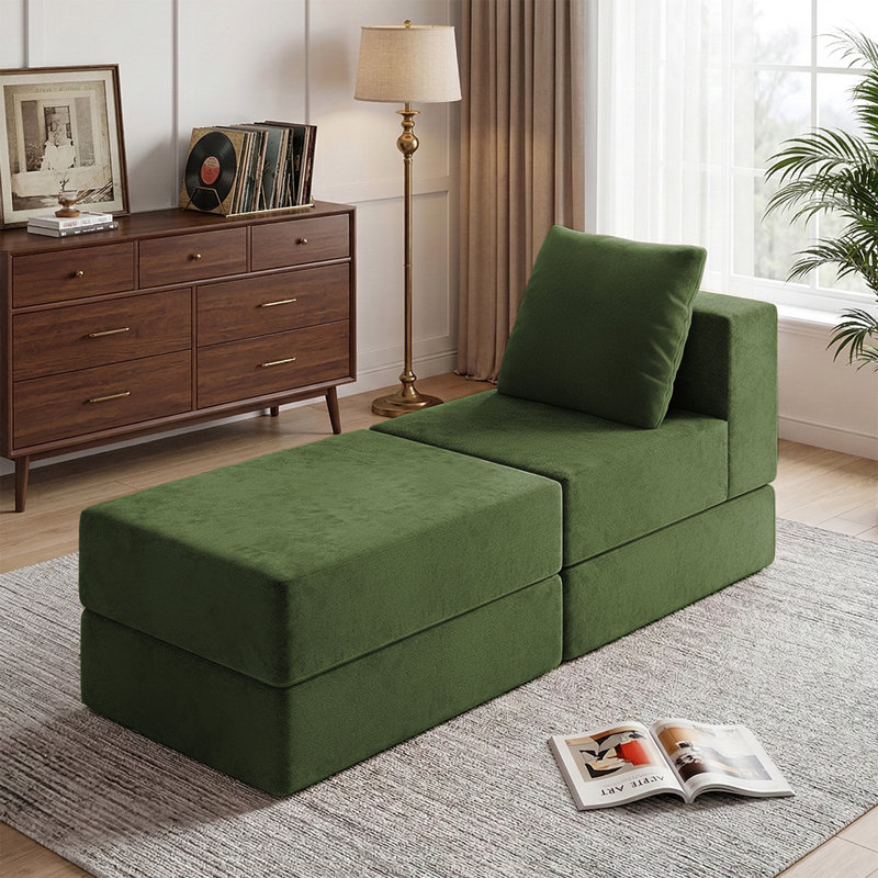 Canapé modulaire en velours 26,7 po Boneless, Vert