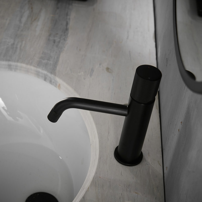 Robinet de lavabo de salle de bain à poignée simple en laiton, Noir