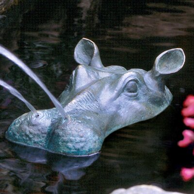 Spitting Hippo Head Cast Garden Statue -  Design Toscano, SU1050