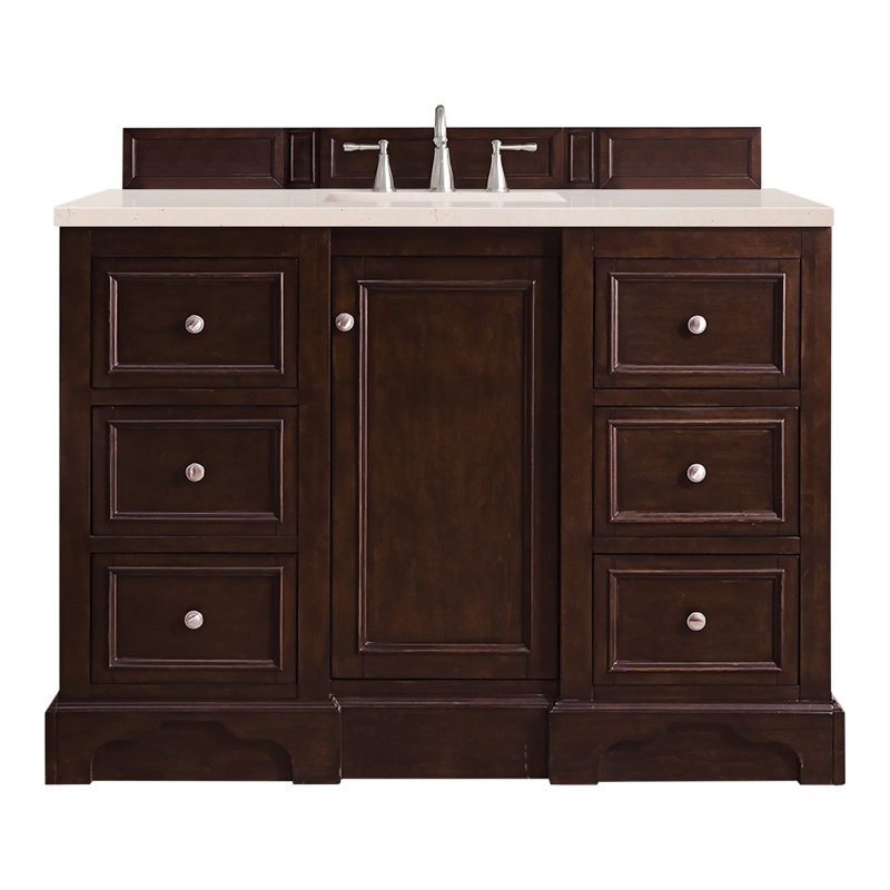 De Soto 48'' W Single Vanity, Bright White, Cala Blue Quartz, 8" Widespread