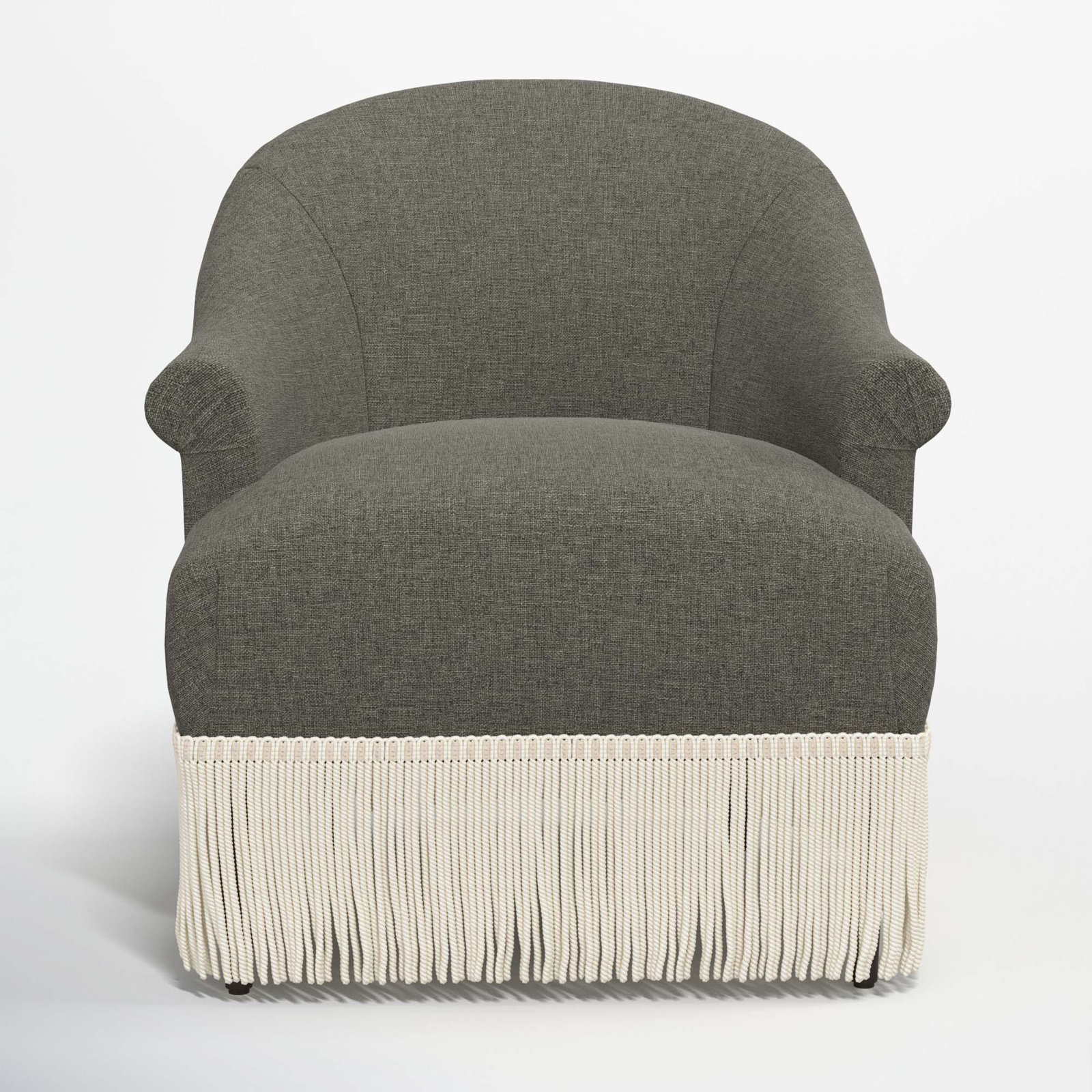 Callie Wingback Chair, Zuma Charcoal Textured Linen, Ivory