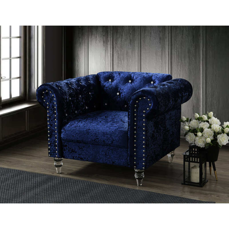 Fauteuil transitionnel en velours bleu, pour siège principal, siège rembourré de mousse et de fibres