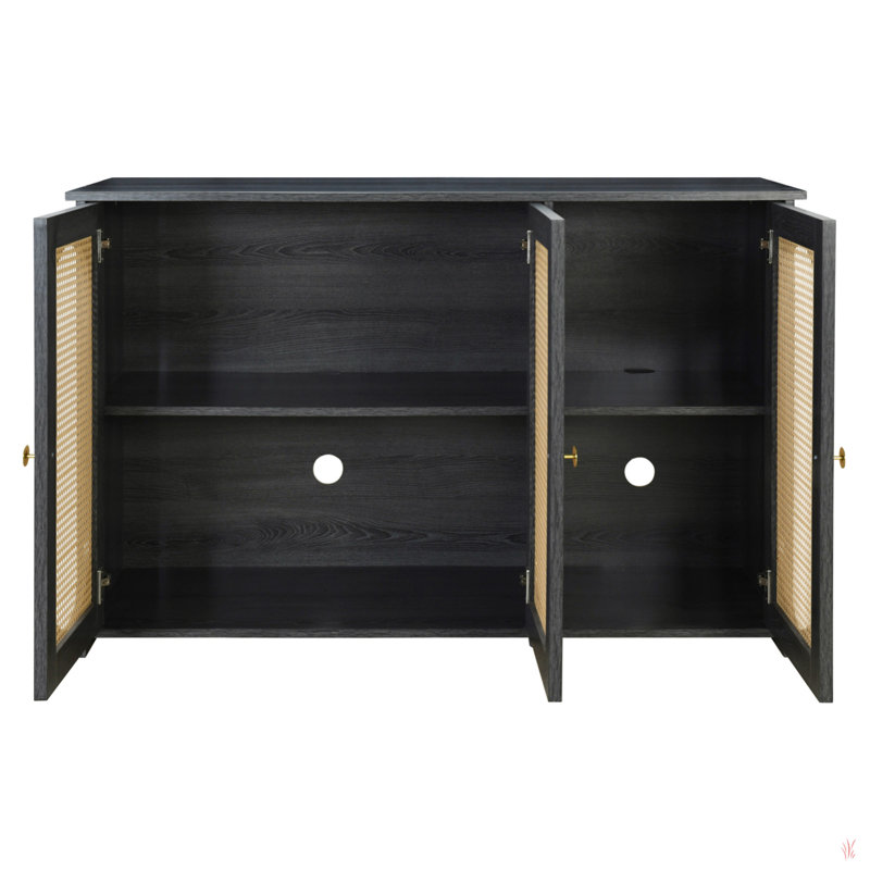 Retro 3-Door Sideboard with Large Storage Space, Antique Black