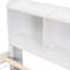 Lit double avec bibliothèque et tête de lit avec rangement, sous le lit, bout avec étui blanc-330185179