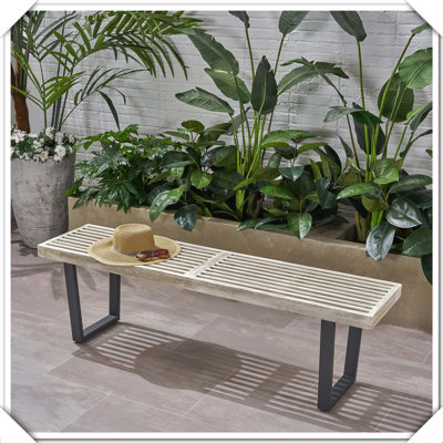 Banc d'extérieur en métal massif en bois pratique, durable, élégant, fonctionnel, compact, confortable, élégant et chic