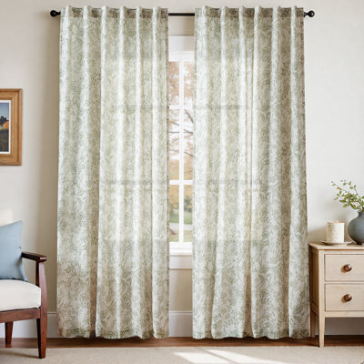 Floral Linen Blend French Country Curtains