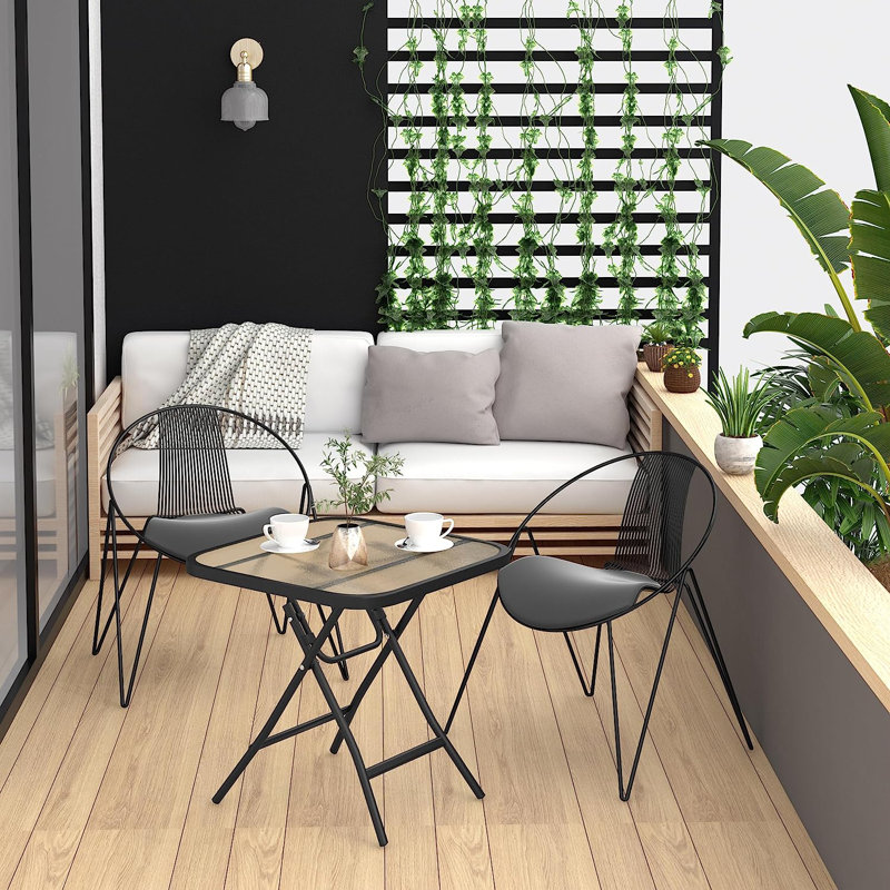 Klarc Square Metal Folding Outdoor Side Table , cm W cm D, Black/Transparent