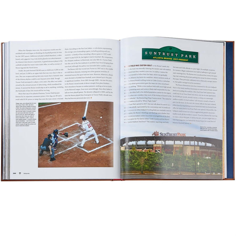 Graphic Image Ballparks Past And Present Coffee Table Book, Leather, Tan