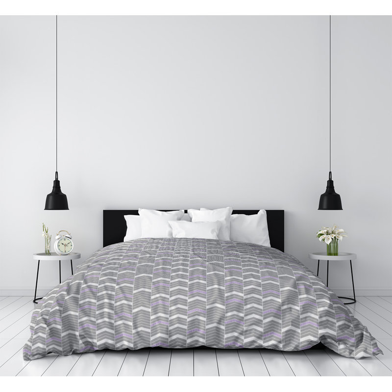 Housse de couette simple Rhonda, Housse de couette pour très grand lit, Microfibre, Mauve