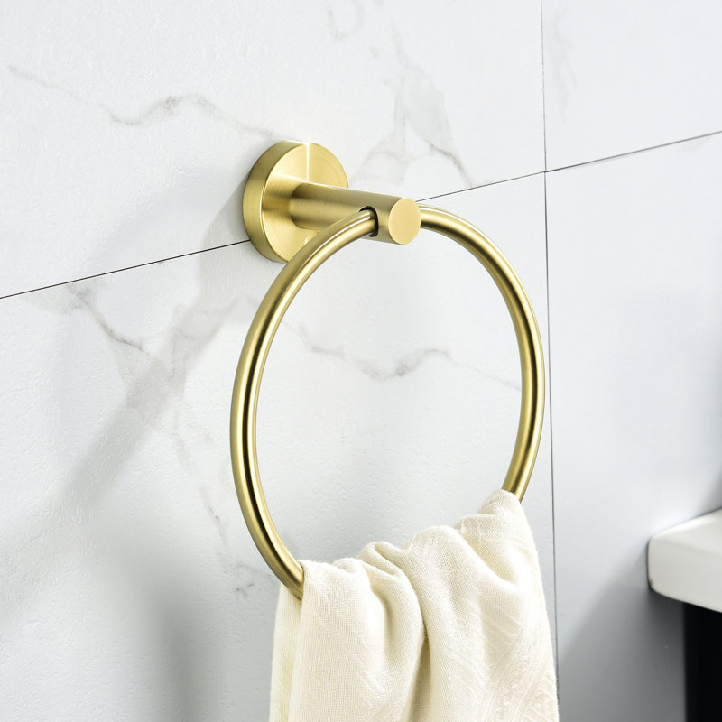 5 Piece Bathroom Towel Rack Wall Mount - Brushed Gold Aluminium Material And For Bathroom, Bedroom, Laundry, Kitchen Easy Installation Guide Included Modern Finish Rustproof Different Rooms To Install