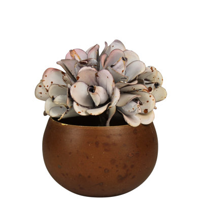 Pot With Pink Flower, Aluminum