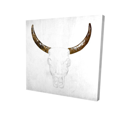 Bull Skull with Brown Horns - Western Canvas Home Decor