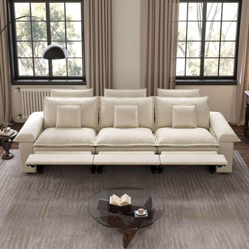 124.4" Velvet 3 Seater Power Reclining Sofa