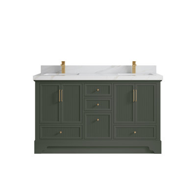 Alys 60'' Free Standing Double Bathroom Vanity with Quartz Top (Pulls Option)