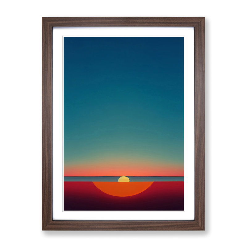 Unusual Abstract Sunset - Wall Art, 36cm H x 27cm W x 3cm D, Walnut Picture Framed, White
